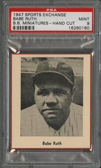 1947 W602 Sports Exchange Babe Ruth, Hand Cut - PSA MINT 9 - The Finest PSA-Graded Example!